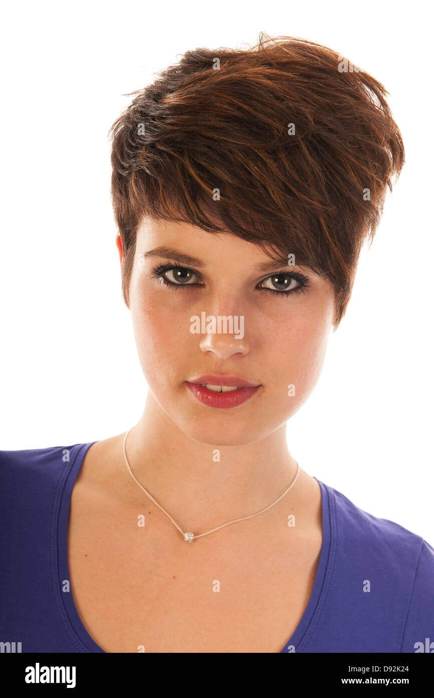 Portrait of an young woman isolated over white background Stock Photo ...