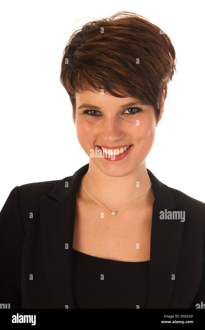 Portrait of an young woman isolated over white background Stock Photo ...