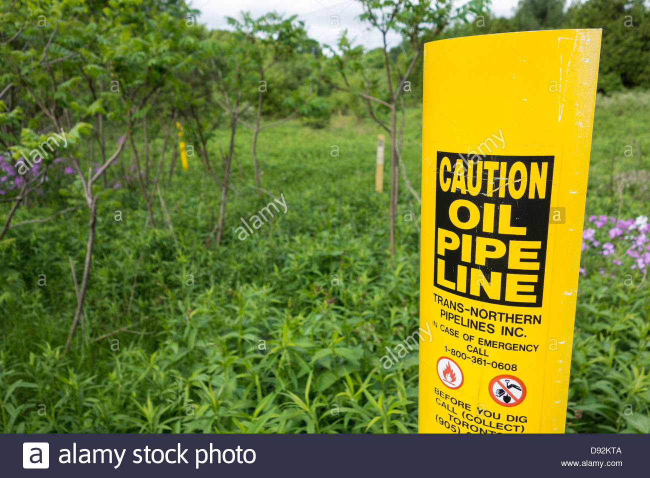 Oil pipeline marker in Pickering Ontario Canada Stock Photo 57222490