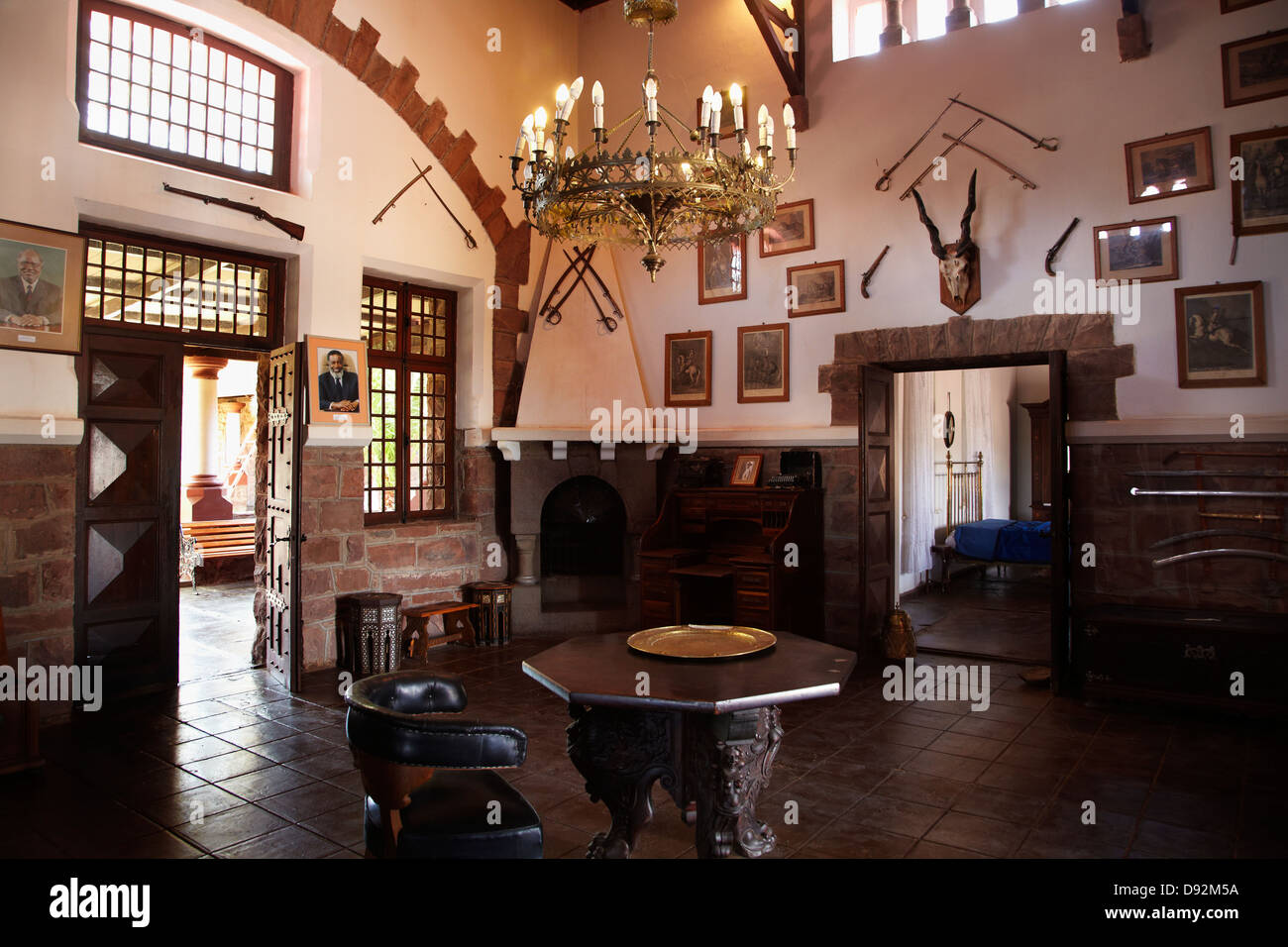Entrance hall, Duwisib Castle (1908), Southern Namibia, Africa Stock Photo