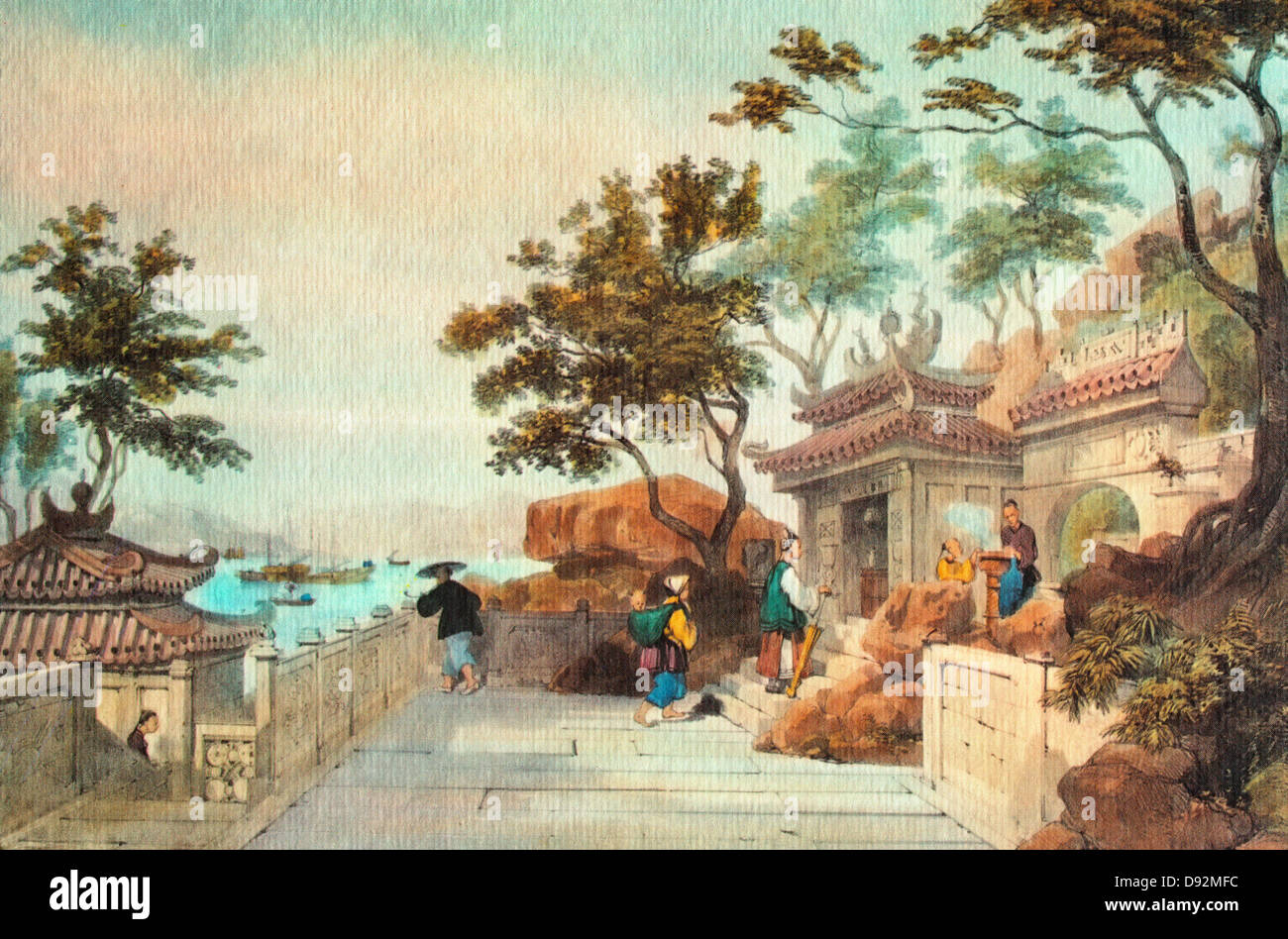 Ma Tso Kok Temple in 1839, Macau, Macao, China Stock Photo