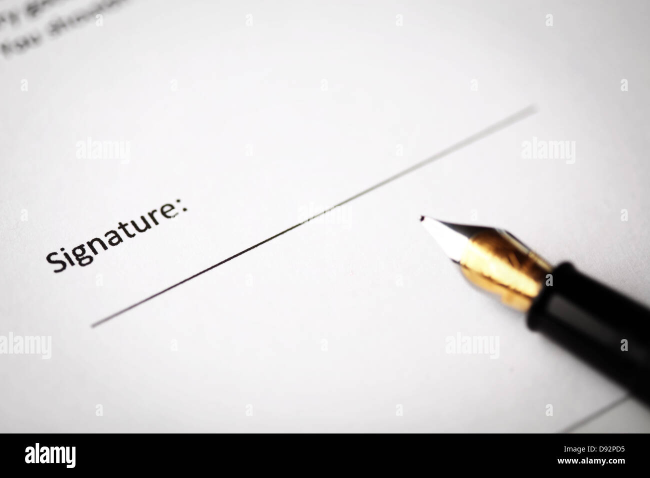Signature part of a document Stock Photo