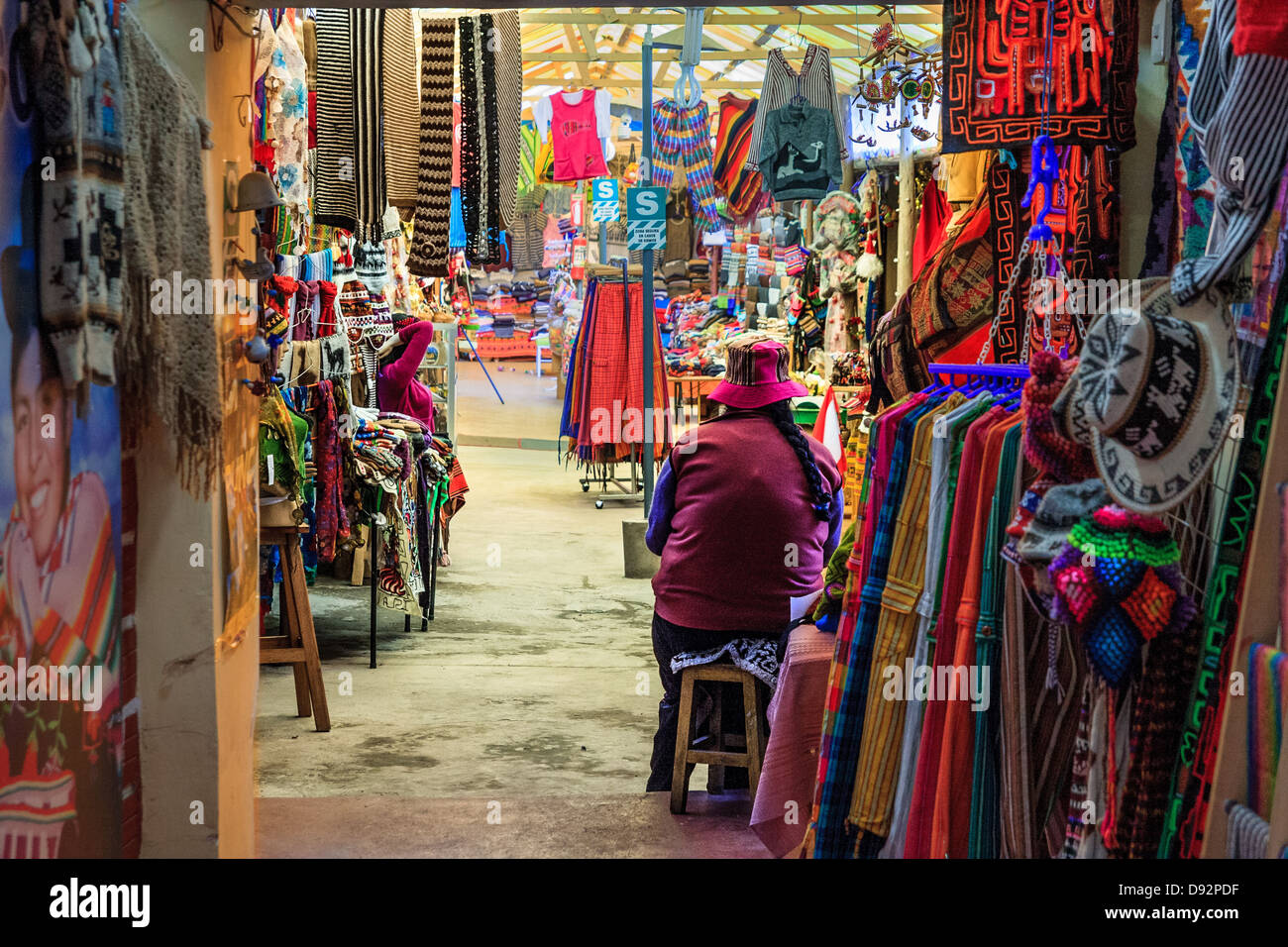 handicrafted souvenirs market at Puno, Peru Stock Photo
