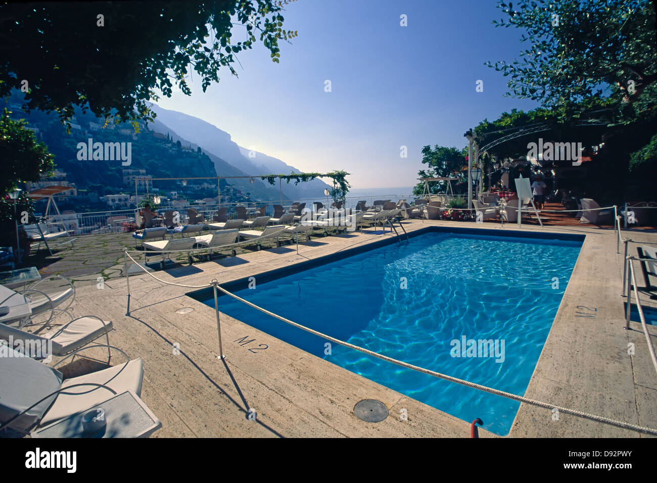 Swimming Pool on a Hotel Terrace, Hotel Poseidon, Positano, Campania, Italy Stock Photo