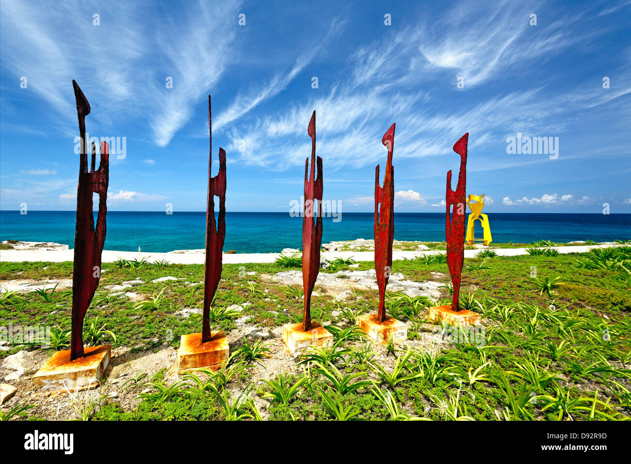 Modern Sculptures in the Punta Sur Sculpture Garden, Isla Mujerss, Quintana Roo, Mexico Stock Photo