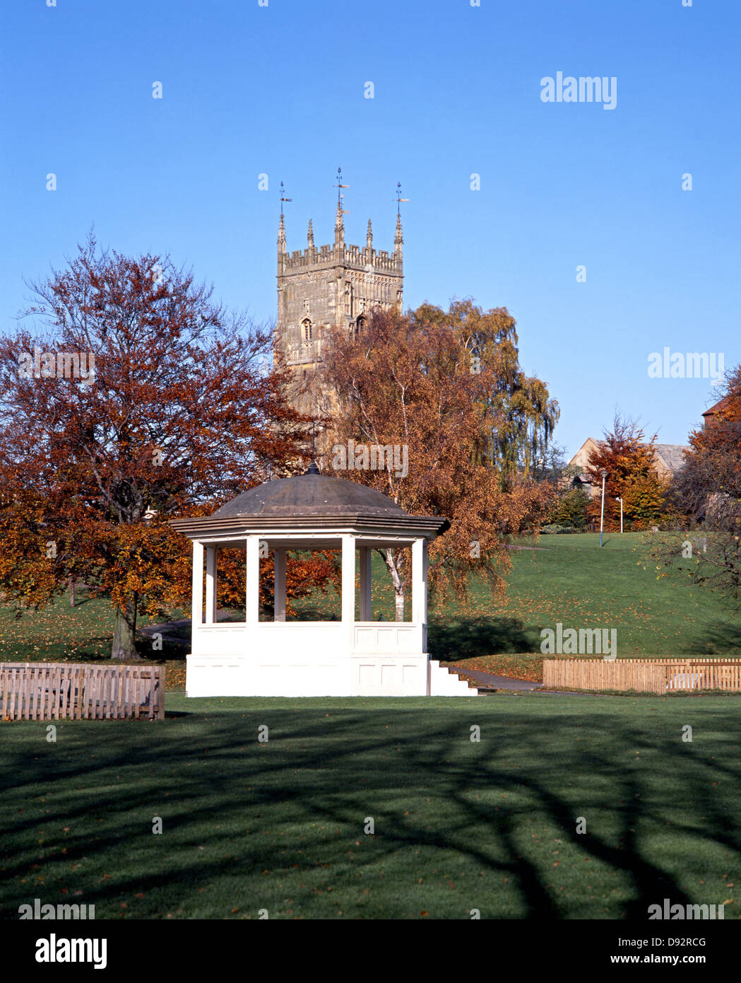 Evesham Abbey and Abbey gardens during the Autumn, Evesham