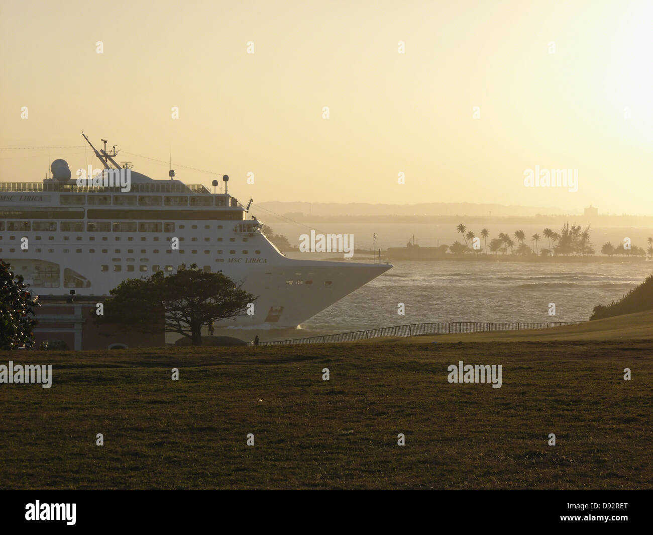 Cruise Ship Leaving San Juan Harbor, Puerto Rico Stock Photo