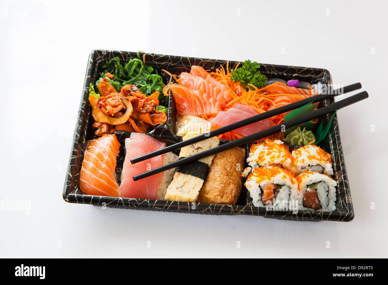 japanese lunchbox, bento box full of sushi and sashimi Stock Photo Alamy