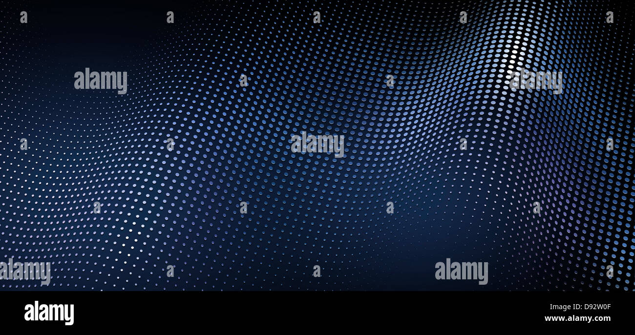 A wave pattern of shiny dots on a blue background Stock Photo