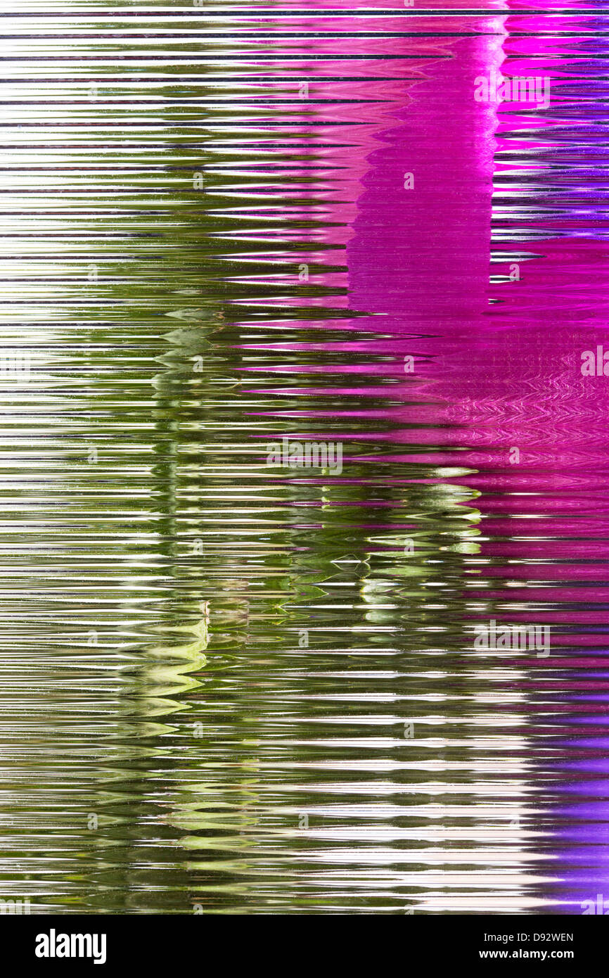 An abstract view of oriental poppies behind beveled glass Stock Photo