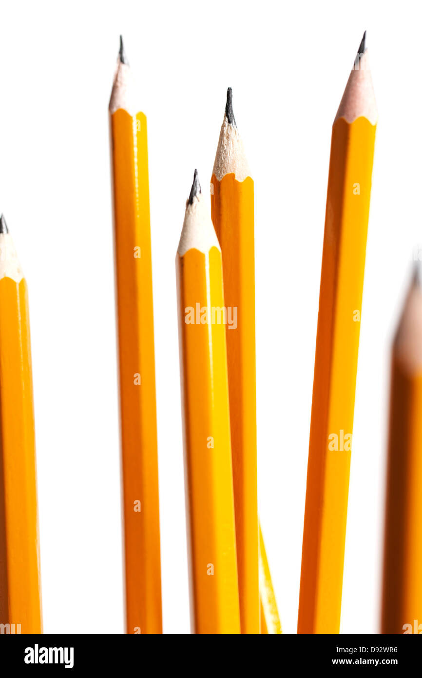 An arrangement of different length pencils Stock Photo