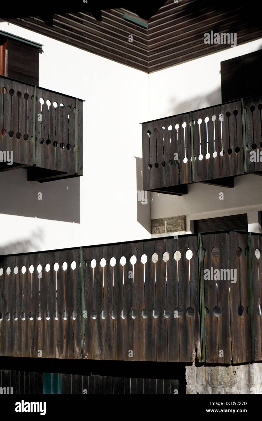 Balconies and facade on an apartment building Stock Photo - Alamy