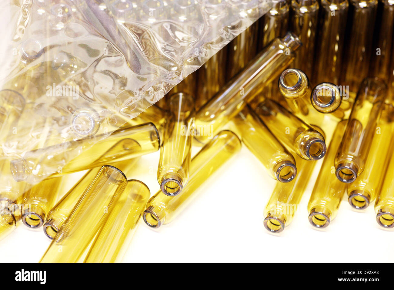 A stack of new small vials Stock Photo Alamy