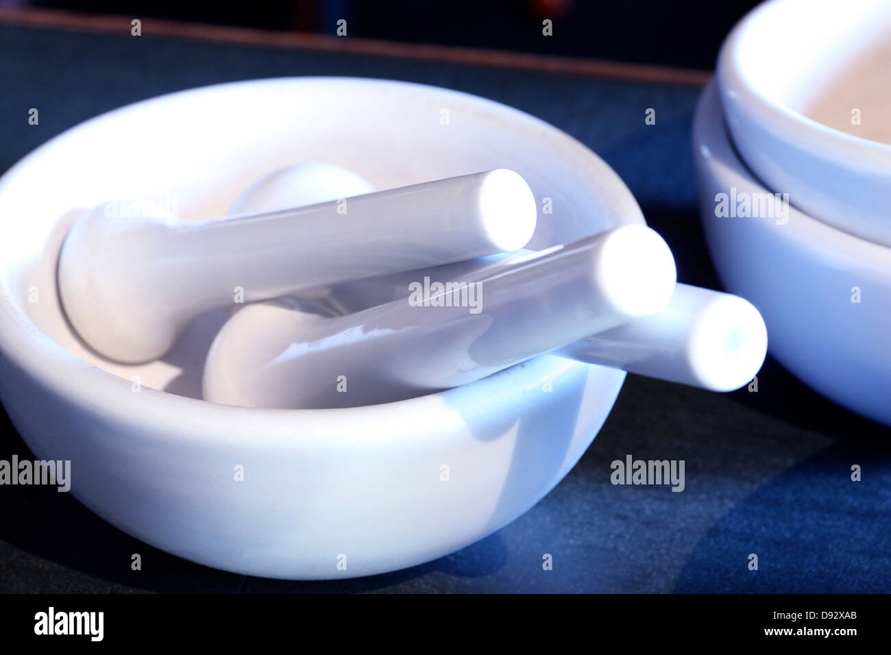 Pestles and Mortars in chemist's lab Stock Photo Alamy