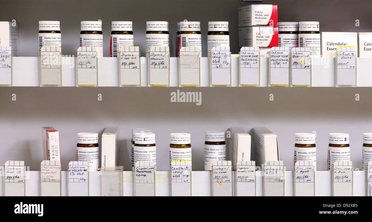 Homeopathic herbal medicine prescriptions, Stock Photo