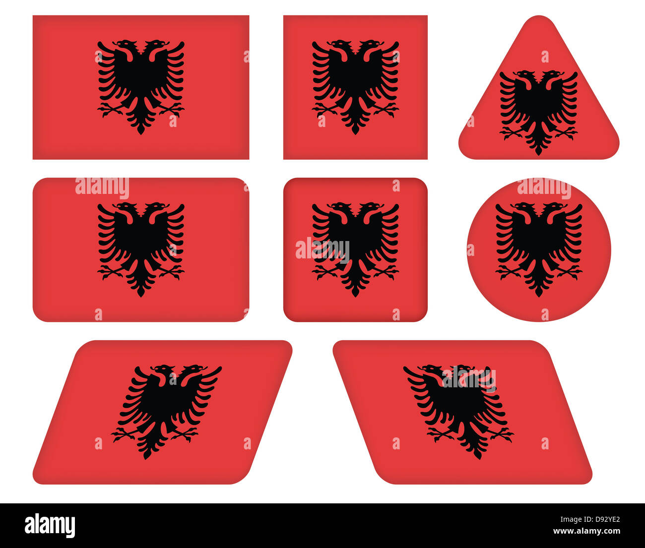 set of buttons with flag of Albania Stock Photo - Alamy