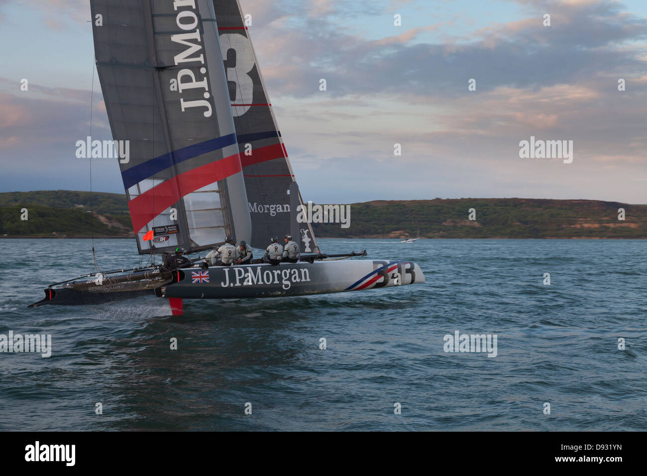 J.P.Morgan AC45 catamaran helmed by Ben Ainslie while sailing round the island race Isle of Wight UK Stock Photo