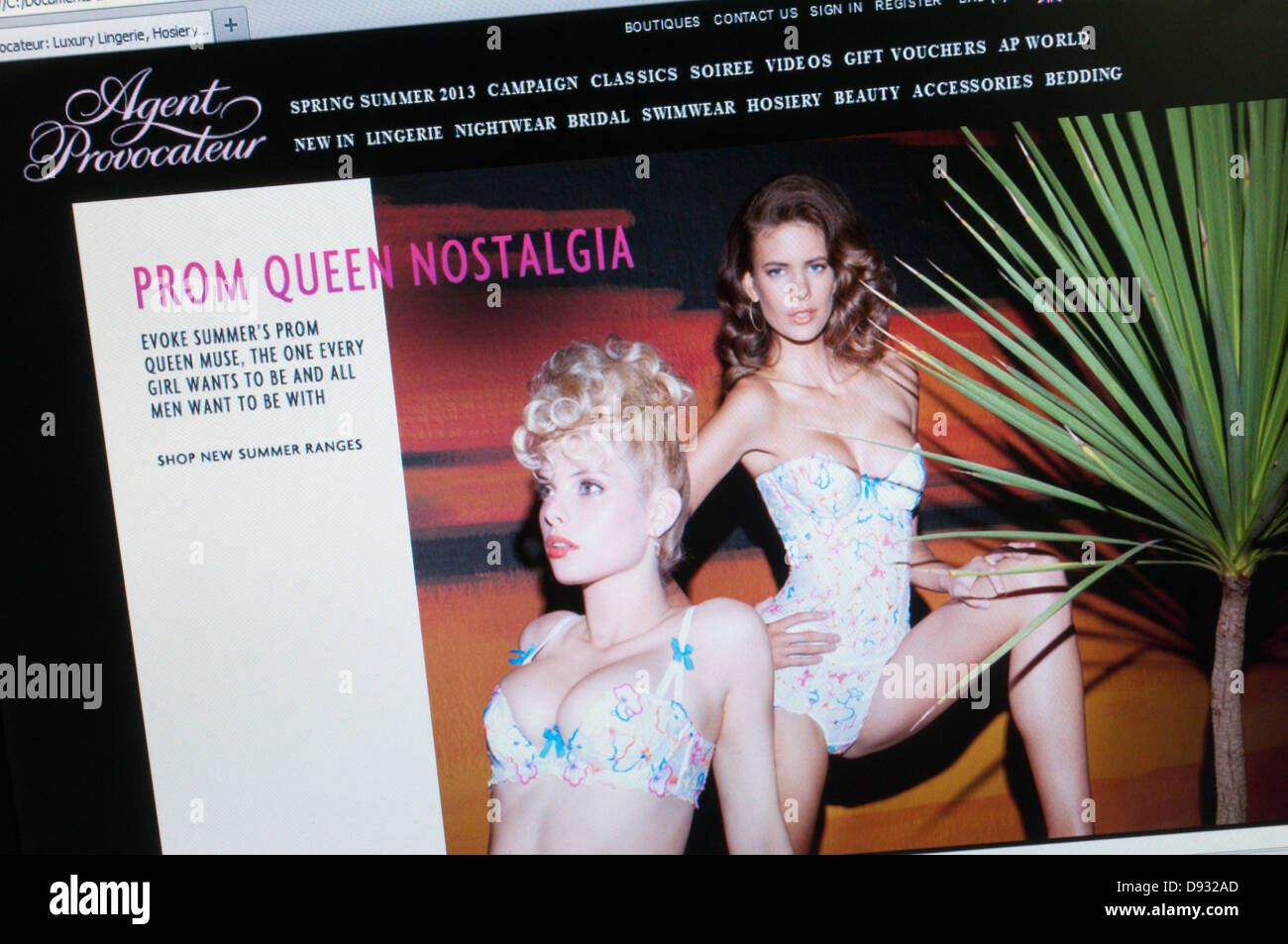 The web site of Agent Provocateur. Stock Photo