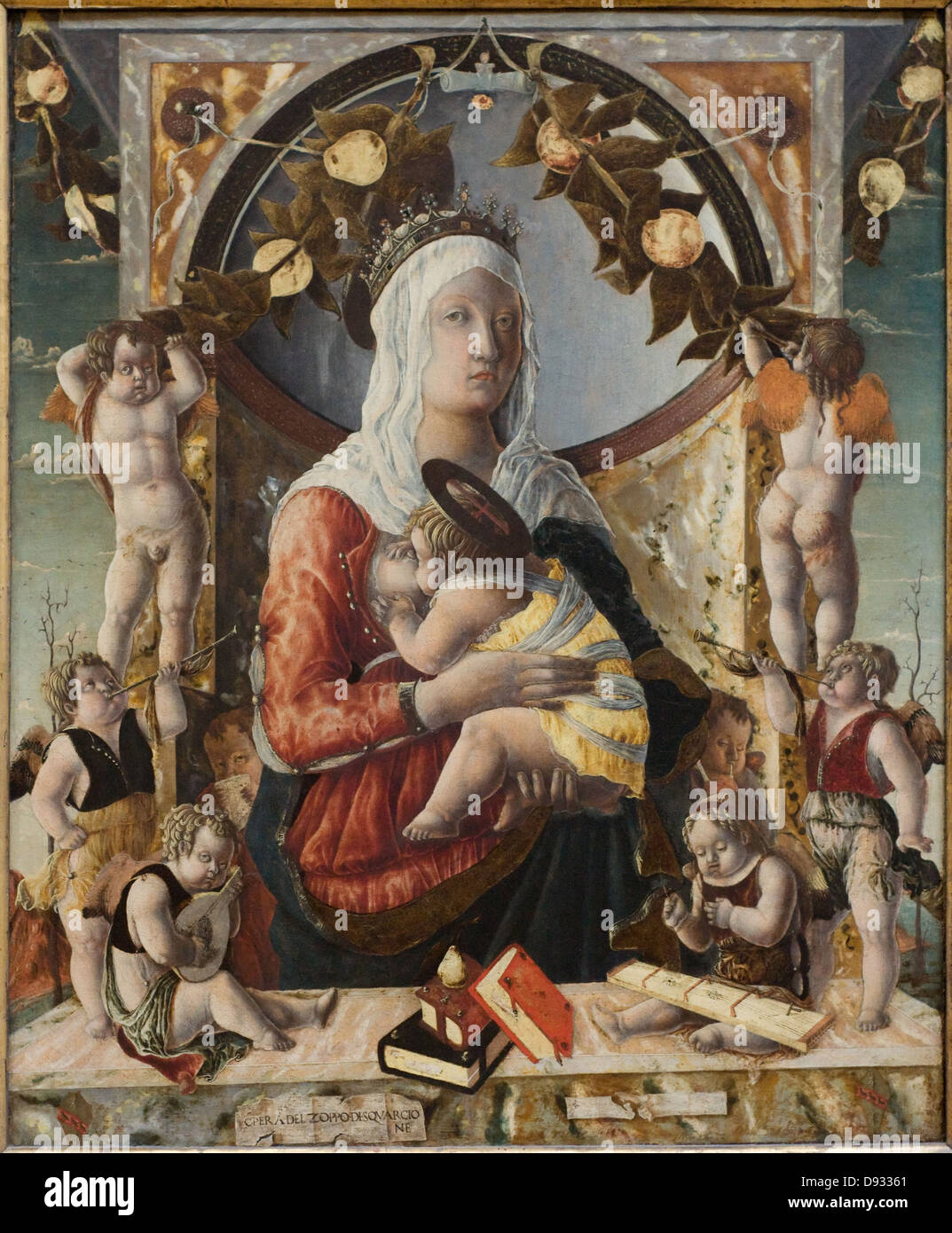 Marco d'Antonio di Ruggero aka Lo Zoppo La Vierge et l'Enfant entourés de huit anges - The Virgin and Child surrounded by eight Stock Photo