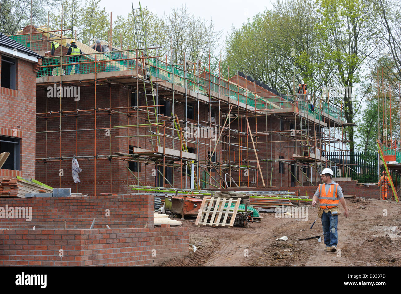 A construction site building new homes on a housing development in the Midlands Stock Photo