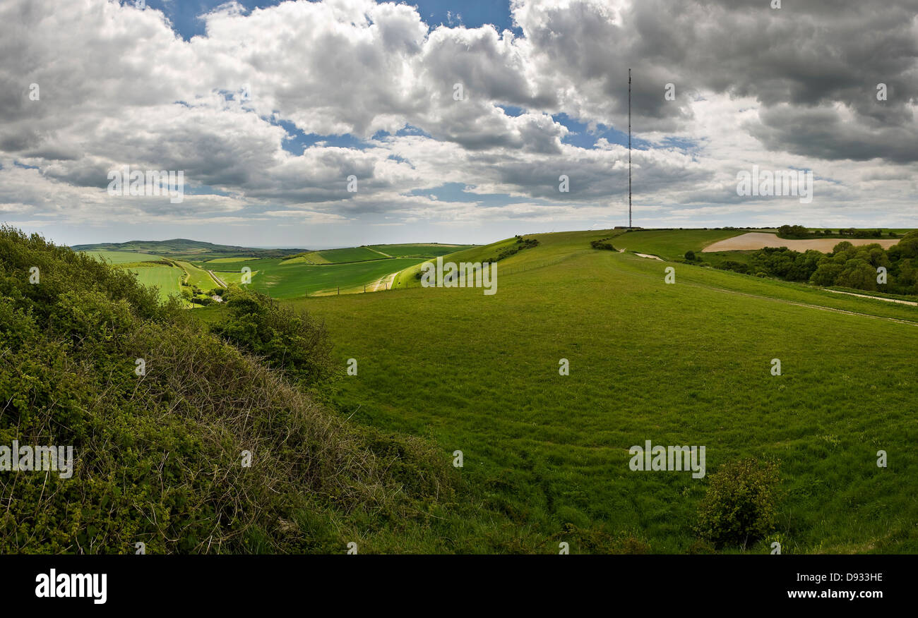 Five Barrows Iron Age Promontory Fort on Chillerton Down, Isle of Wight, UK Stock Photo