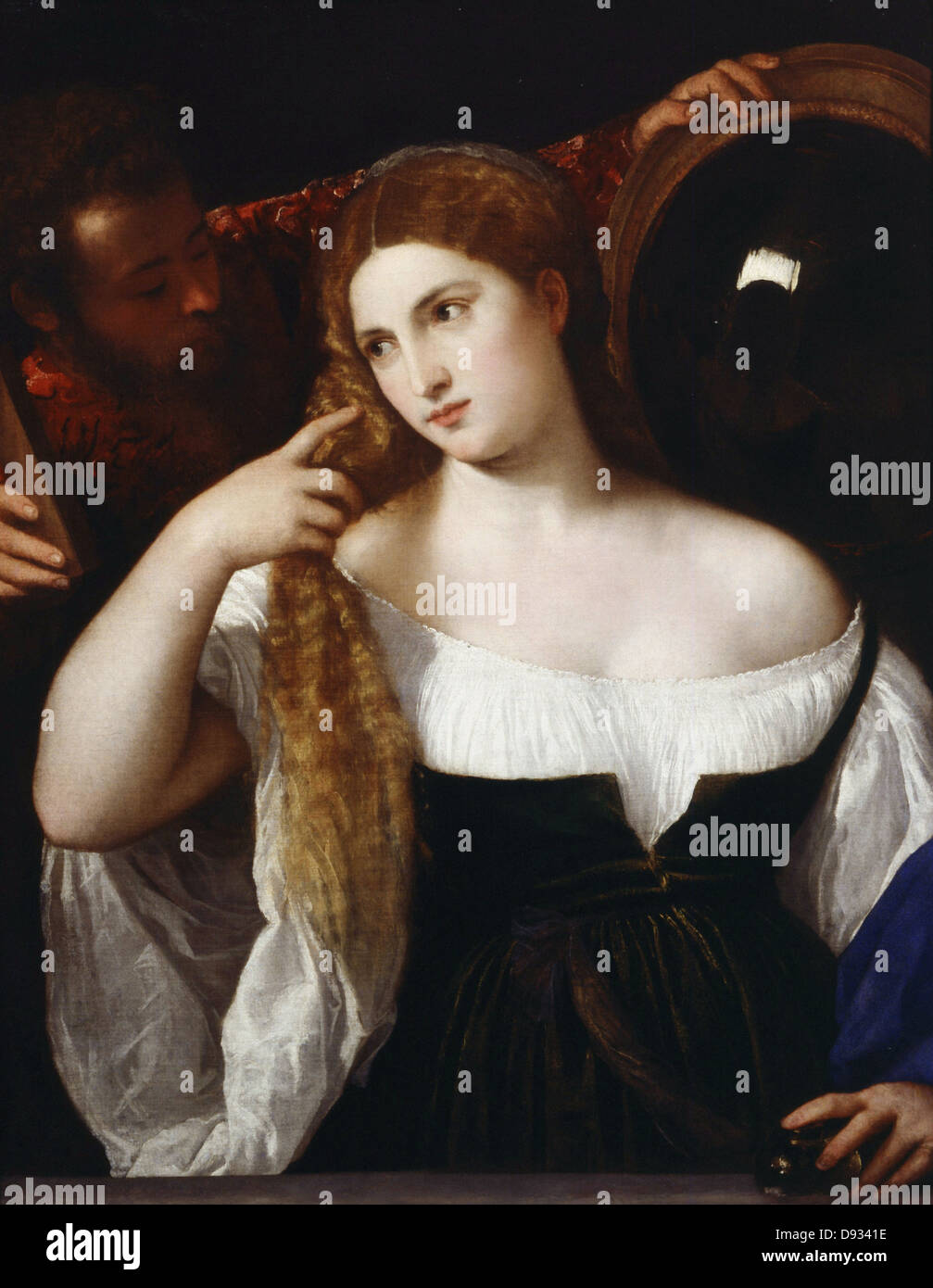 Tiziano Vecellio - Titien Jeune femme à sa toilette - Young Woman at her Toilet 1512 XVI th century Louvre Museum - Paris Stock Photo