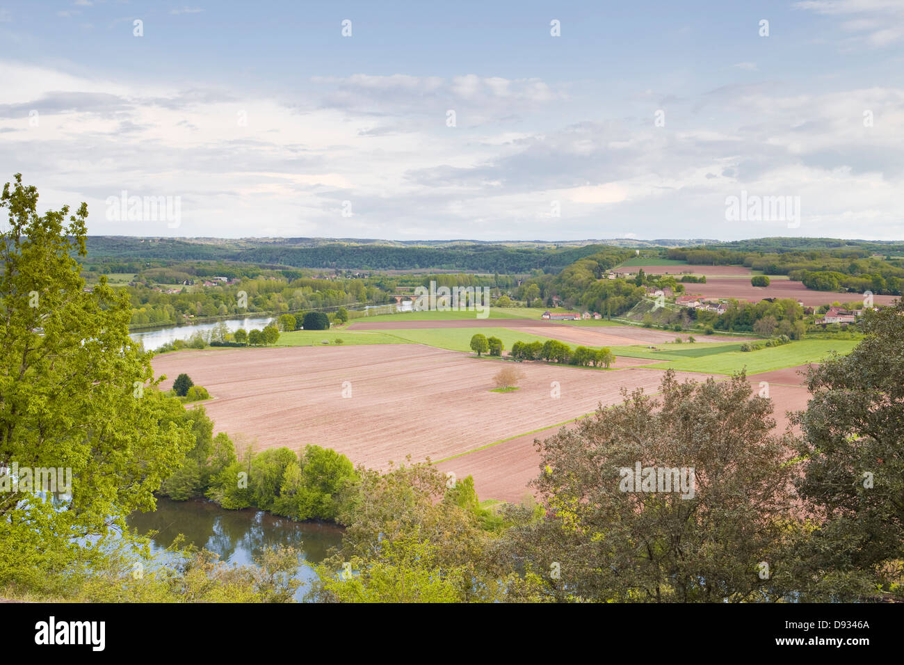 The Valley of the Dordogne and Cingle de Tremolat. Stock Photo