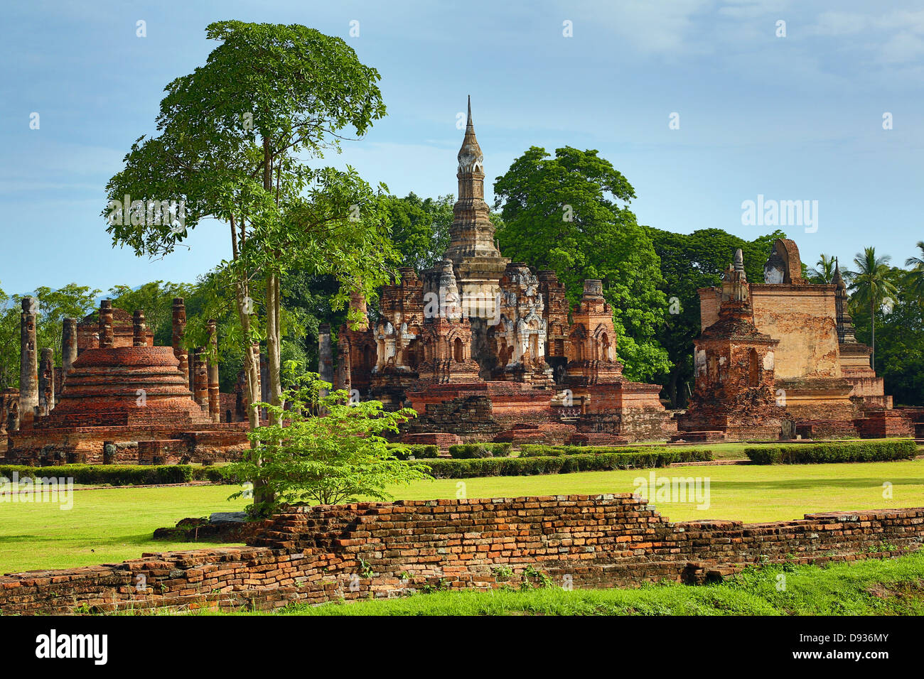 Wat Mahathat temple, Sukhotai Historical Park, Sukhotai, Thailand Stock Photo