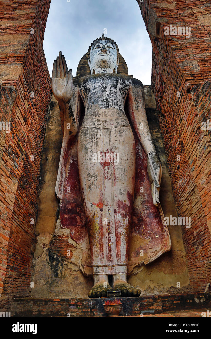 Buddha Statue at Wat Mahathat temple, Sukhotai Historical Park, Sukhotai, Thailand  Stock Photo