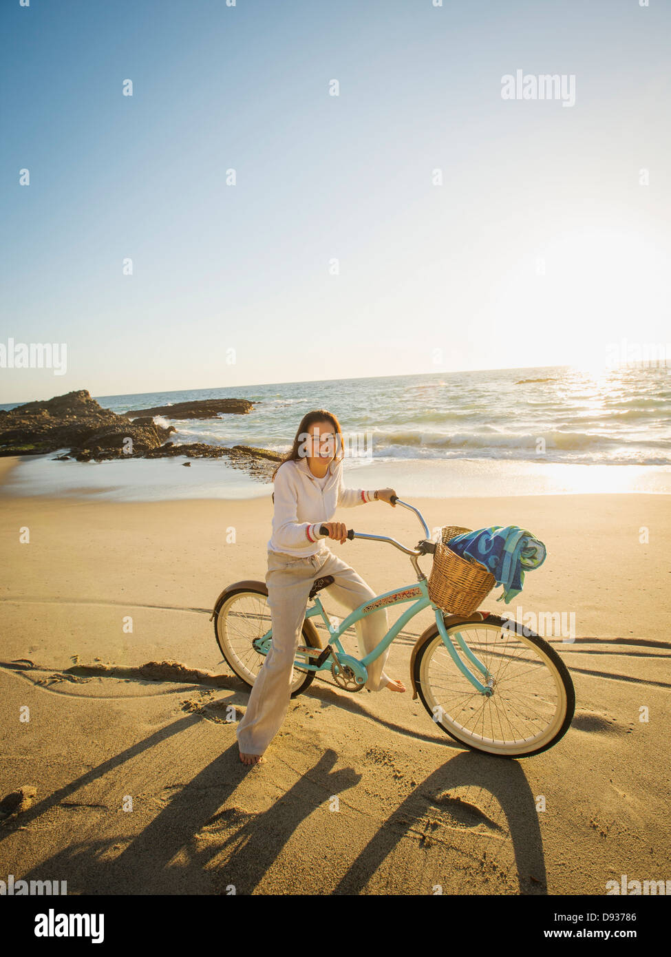 women beach bike