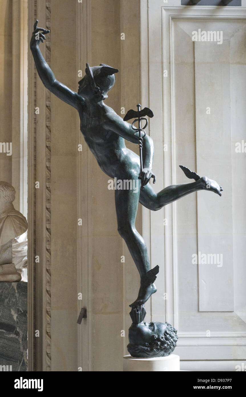 Jean Boulogne Mercure Volant - Flying Mercury Bronze Louvre Museum - Paris Stock Photo
