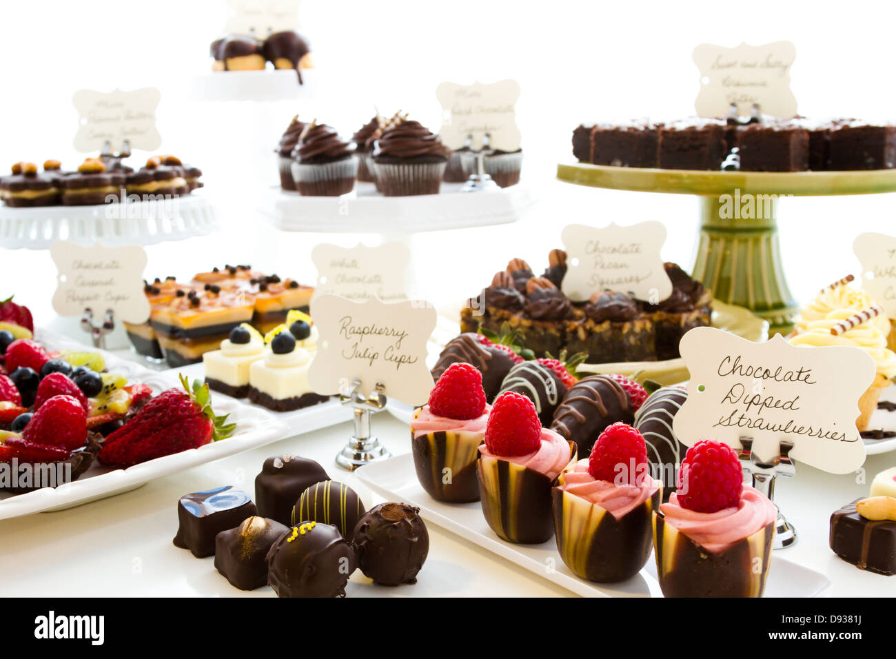 Dessert bar with assorted chocolate sweets Stock Photo Alamy