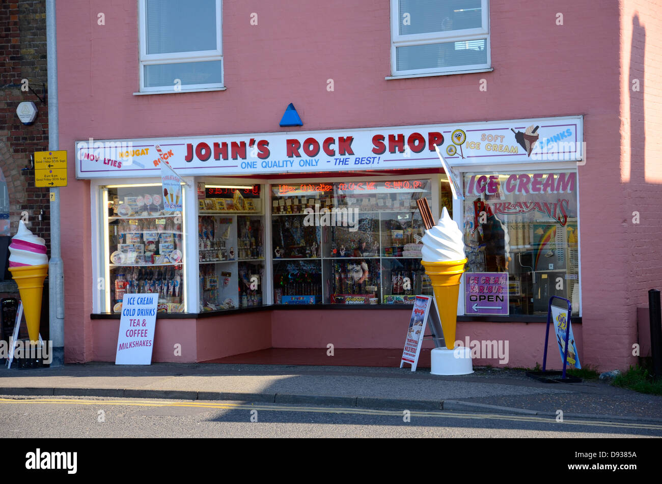 A traditional seaside rock shop in Wells-Next-The-Sea in Norfolk. Stock Photo