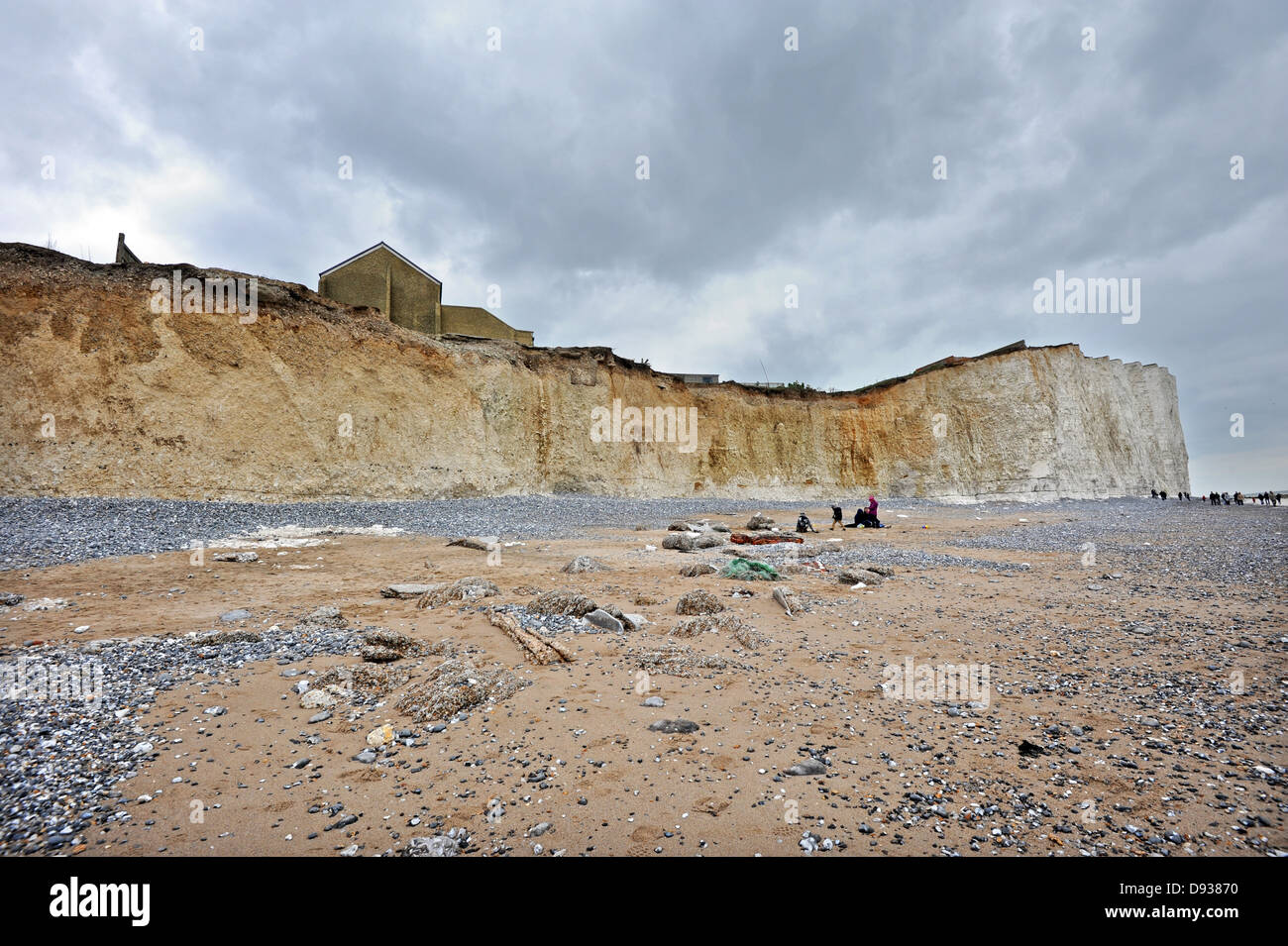 The chalky cliffs and coastline at Birling Gap East Sussex Stock Photo