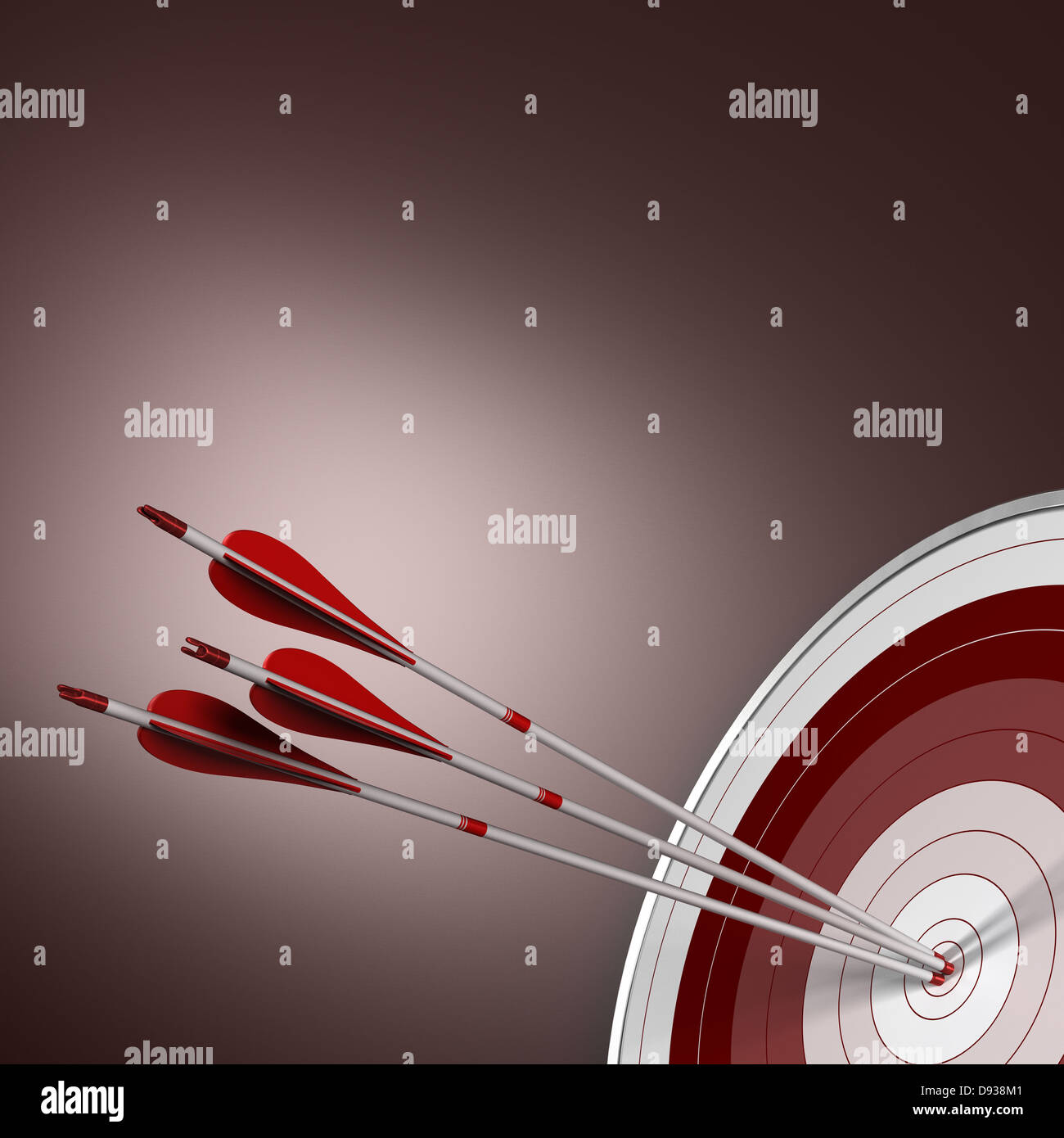 Target and red arrows hitting the center Stock Photo - Alamy