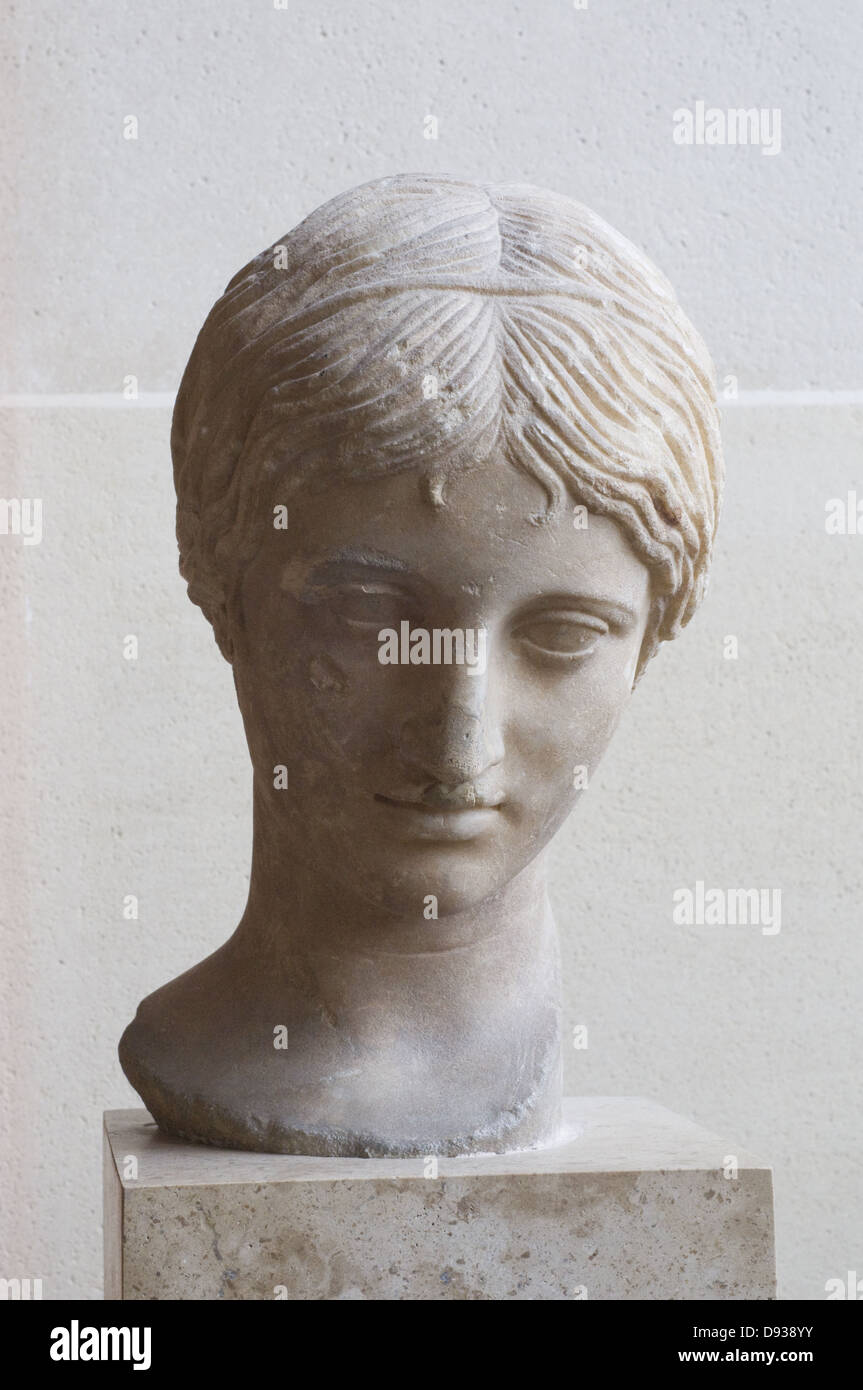 Woman portrait Roman sculpture Marble First century after JC Louvre Museum - Paris Stock Photo