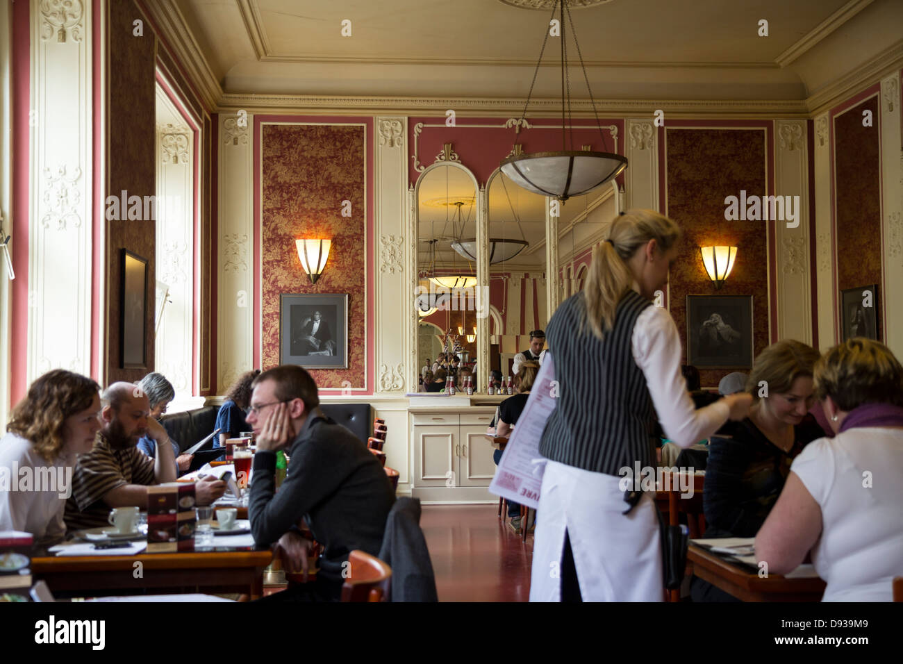 Guests in the famous Cafe Louvre where Kafka was a regular, Prague, Czech Republic Stock Photo