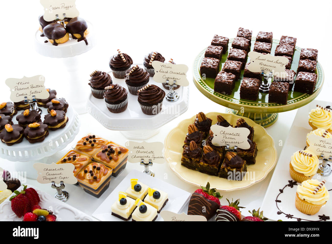 Dessert bar with assorted chocolate sweets Stock Photo Alamy
