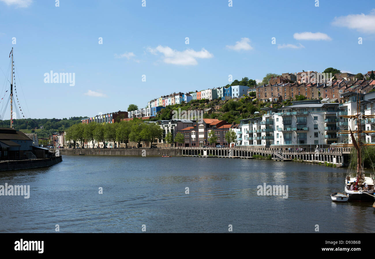 View of houses in Clifton from Bristol Harbourside Stock Photo Alamy