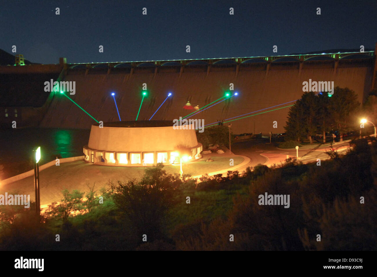 Grand Coulee Dam Laser Lite Show-1 Stock Photo