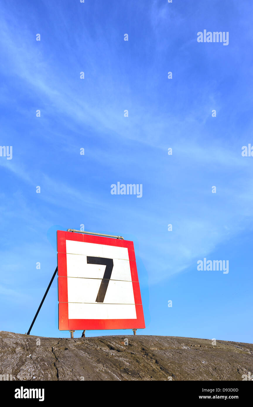 A speed restriction, Sweden. Stock Photo