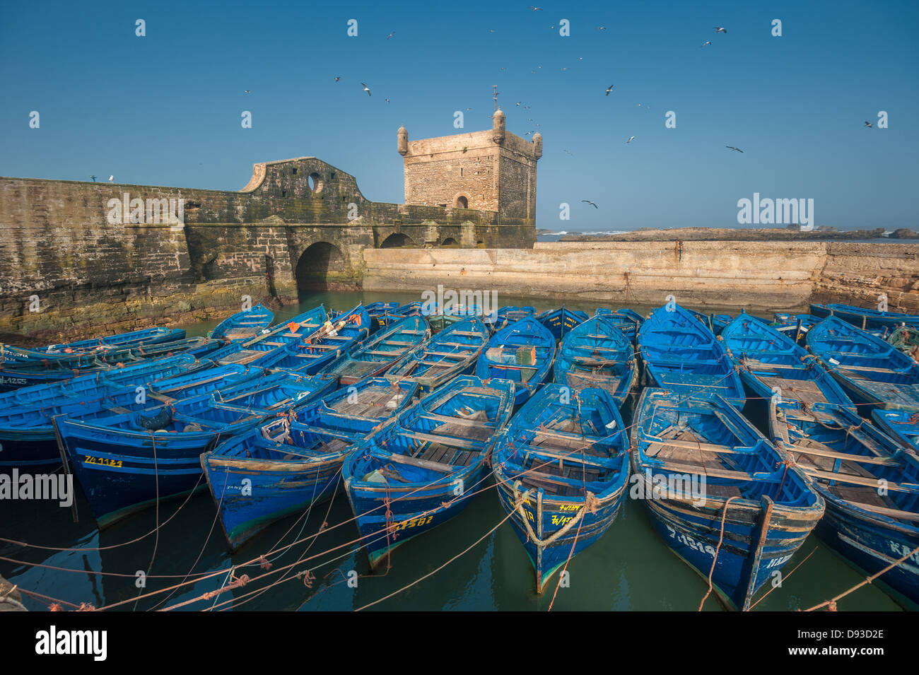 Fisherman boats in Essaouira port, Morocco Stock Photo