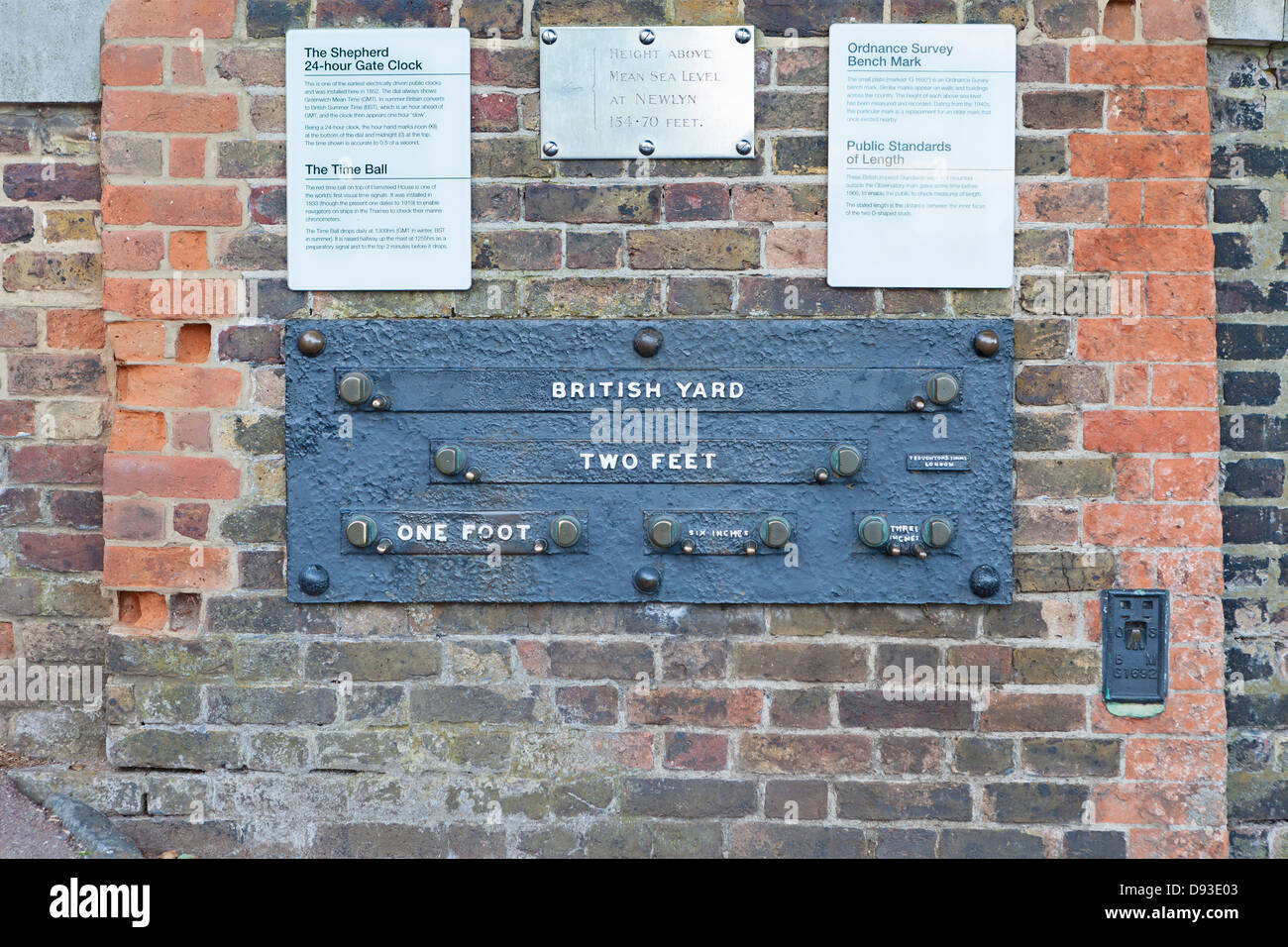Imperial measurements, royal observatory, Greenwich, London UK Stock Photo