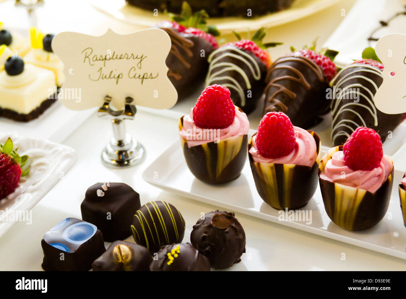Dessert bar with assorted chocolate sweets Stock Photo Alamy