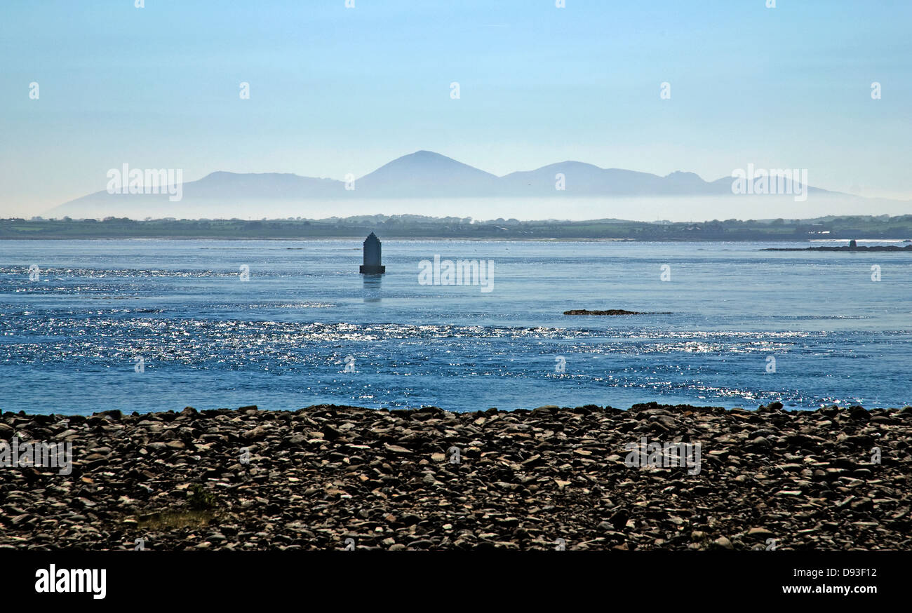 Strangford Lough with Mourne Mountains from Ballyquintin Point, Co Down, Northern Ireland Stock Photo