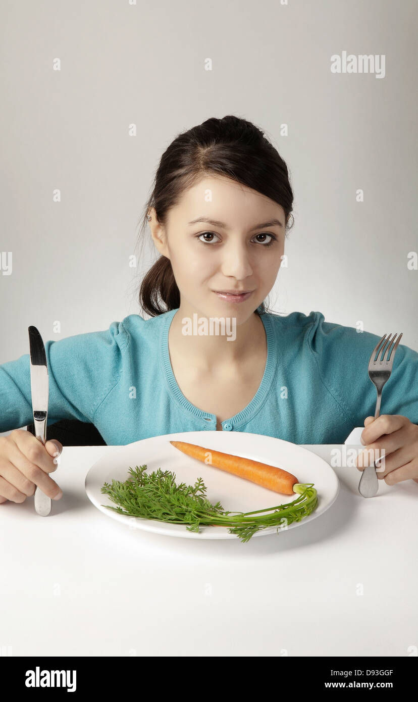 young good looking model not eating very much tring to keep slim Stock