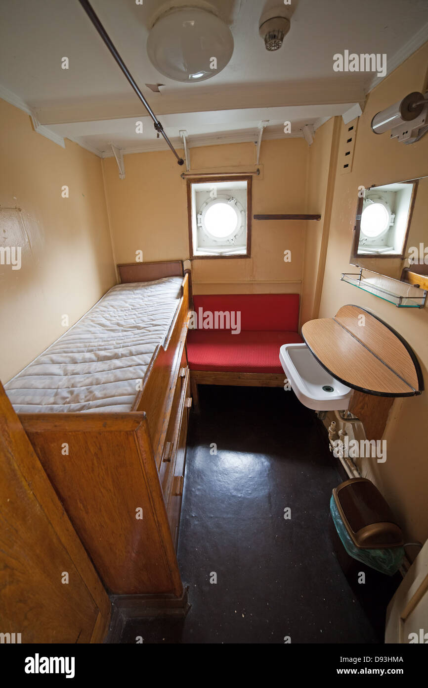 Sleeping cabin inside SS Soldek industrial ship, part of the Polish Maritime Museum in Gdansk, Poland. Stock Photo