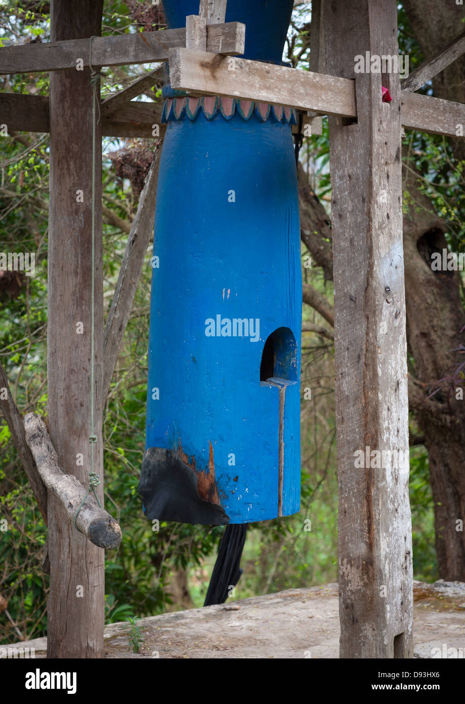 Bell Made With A Bomb In A Temple, Houei Xay, Laos Stock Photo