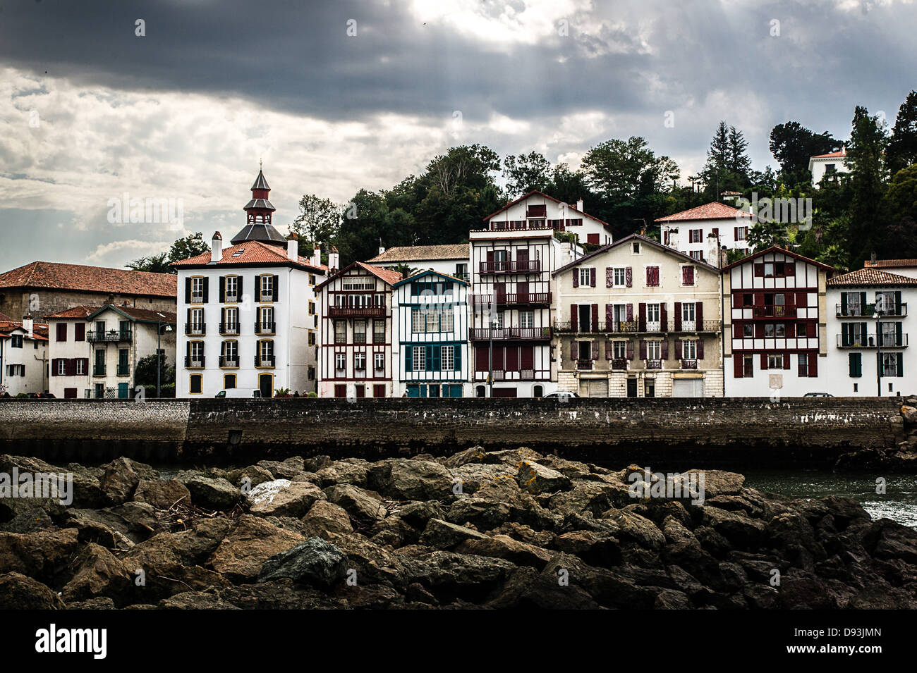 View of Ciboure's pier near from Saint-Jean de Luz in the french Basque-Country Stock Photo
