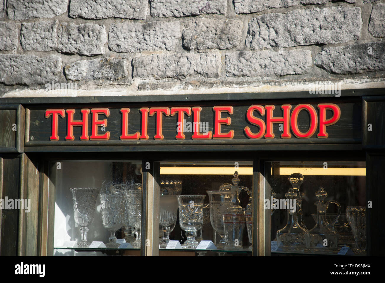The Little Shop Sign Red Letters Stock Photo